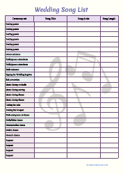 Document preview: Wedding Song List Template