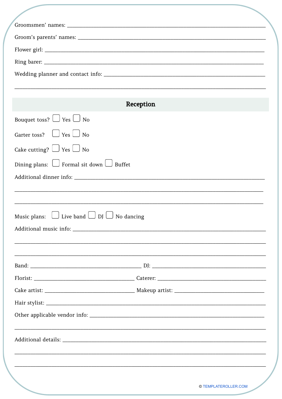 Wedding Photography Questionnaire Template Download Printable PDF ...