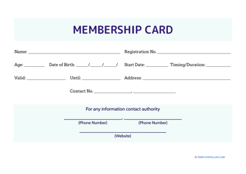 Document preview: Membership Card Template