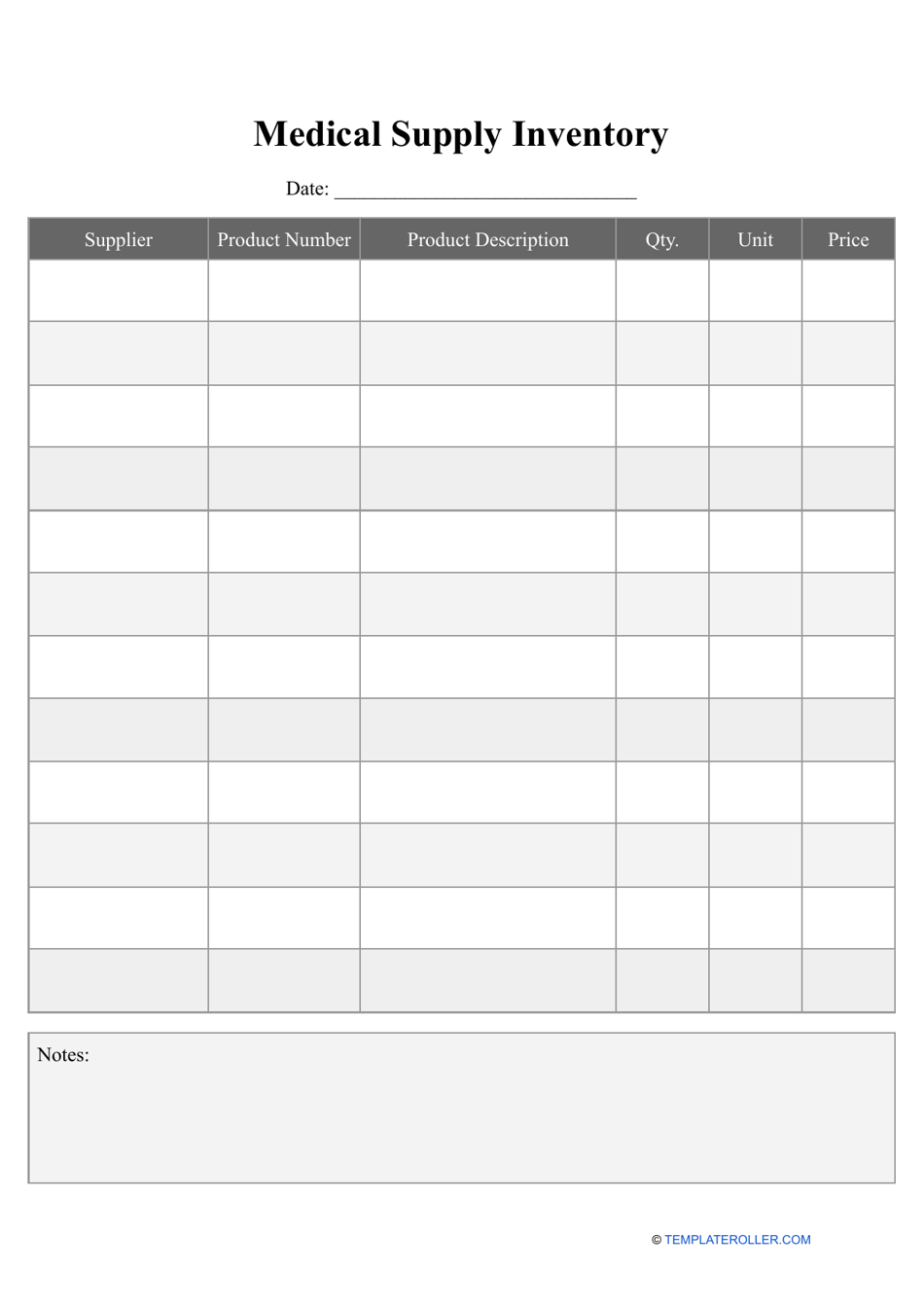 Medical Supply Inventory Template, Page 1