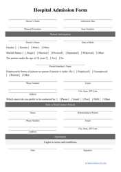 Document preview: Hospital Admission Form