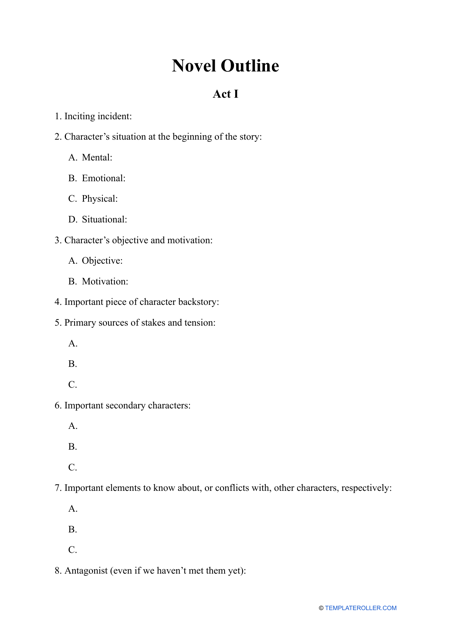 Novel Outline Template Download Printable PDF Templateroller