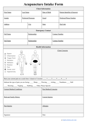 Document preview: Acupuncture Intake Form - Big Table