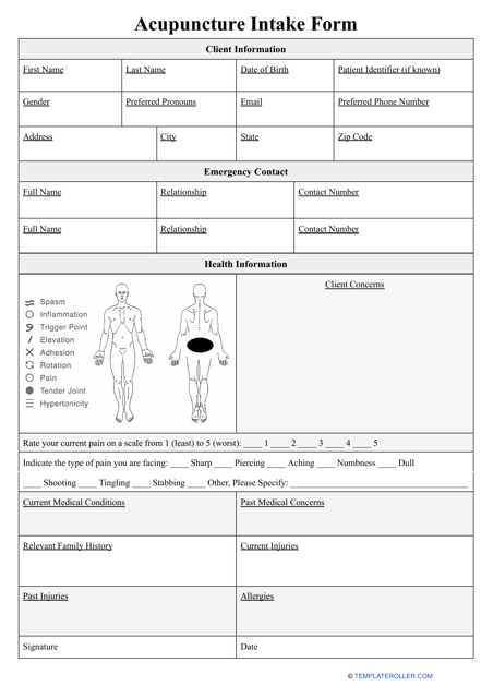 Acupuncture Intake Form - Big Table