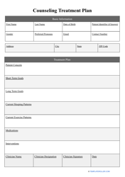 Document preview: Counseling Treatment Plan Template