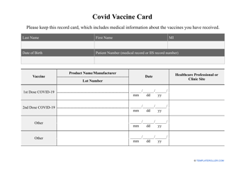 Document preview: Covid Vaccine Card Template