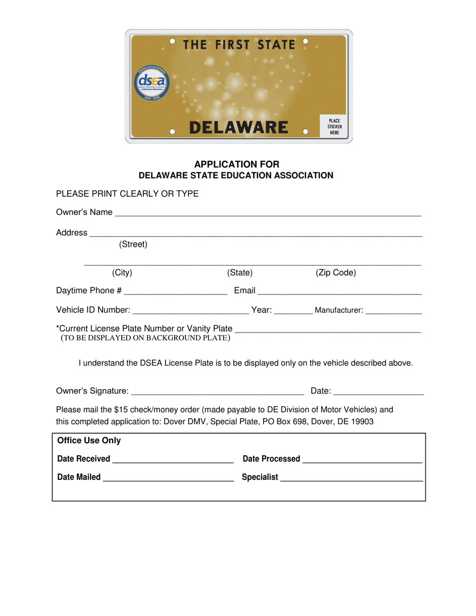 Application for Delaware State Education Association - Delaware, Page 1