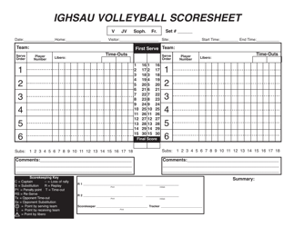 Document preview: Volleyball Score Sheet - Ighsau