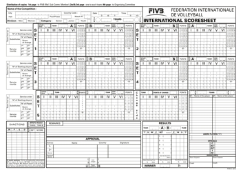 Document preview: Volleyball Score Sheet - Fivb