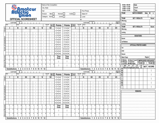 Document preview: Volleyball Score Sheet - Aau