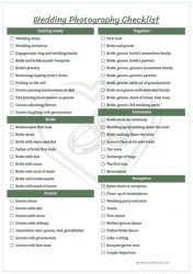 Document preview: Wedding Photography Checklist Template