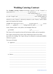 Wedding Catering Contract Template