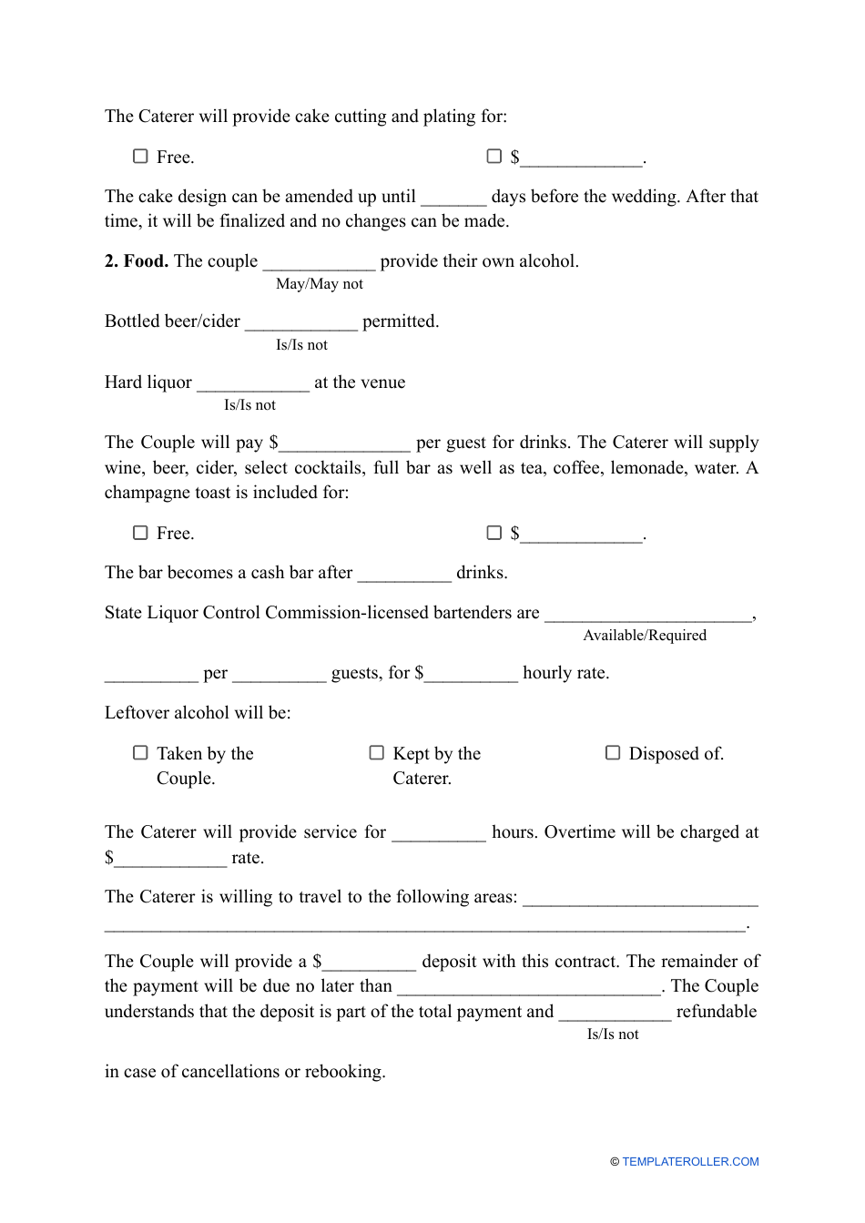 Wedding Catering Contract Template, Page 3