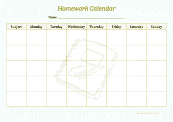 homework calendar pdf