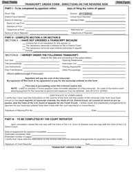 Form A-8 Transcript Order Form - Wyoming