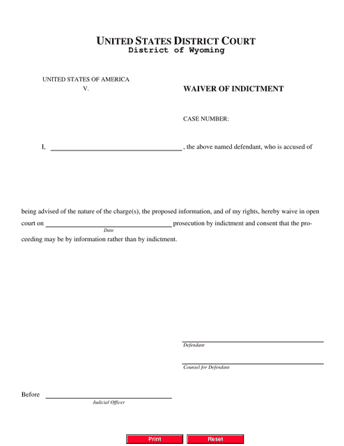 Waiver of Indictment - Wyoming Download Pdf