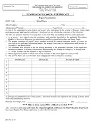 Document preview: Form DET527 Examination Scoring Certificate - New York