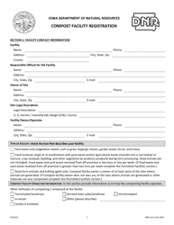 Document preview: DNR Form 542-1610 Compost Facility Registration - Iowa