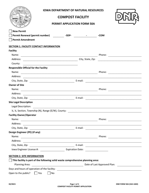 DNR Form 50A (542-1602)  Printable Pdf