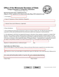 Document preview: Foreign Corporation or Cooperative Dissolution - Minnesota