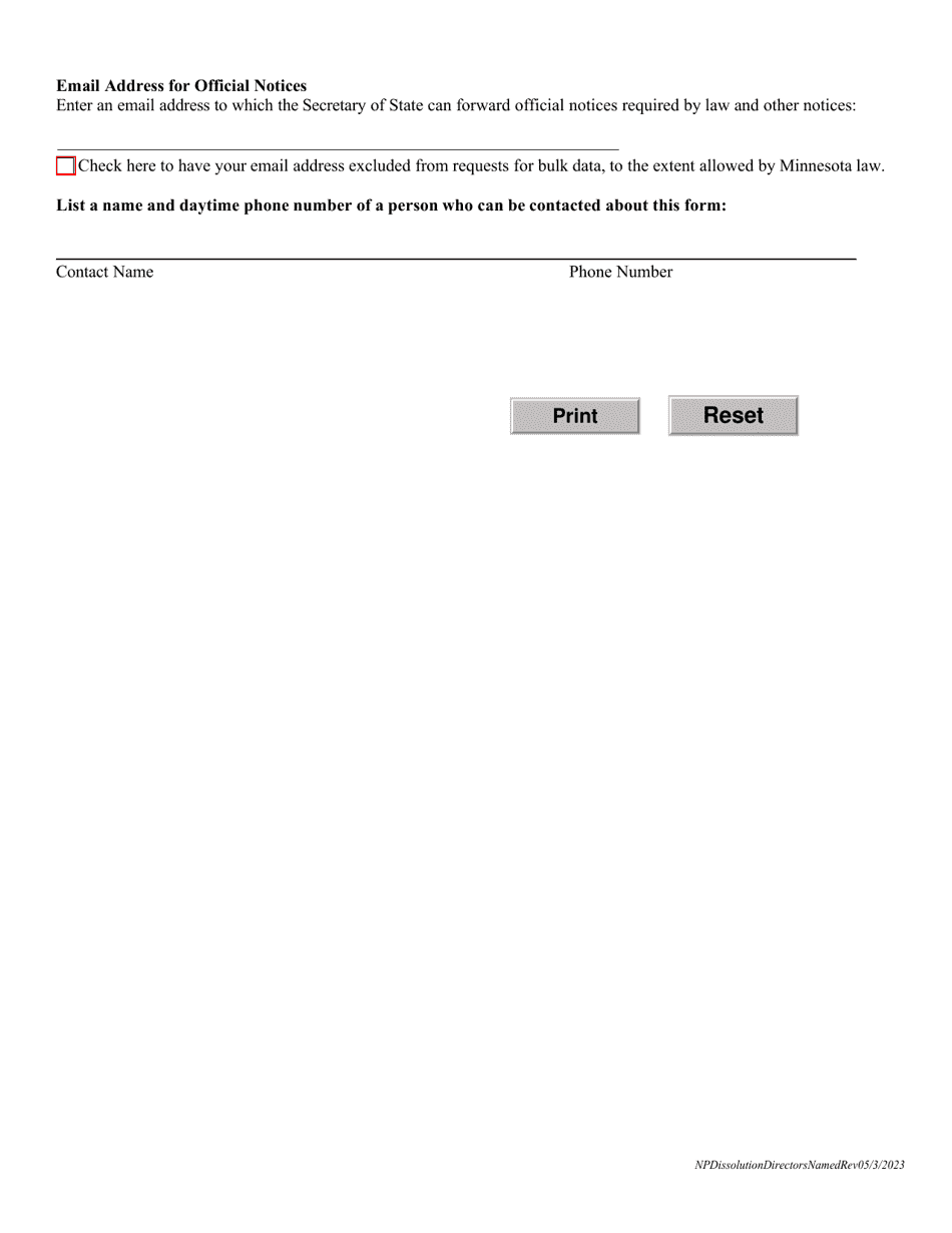 Minnesota Nonprofit Corporation Articles of Dissolution - Minnesota, Page 2