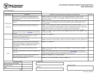 Document preview: Form BLR04101 Local Roads & Streets Federal Funds Application Risk Assessment - Illinois