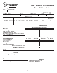 Document preview: Form BLR14222 Local Public Agency General Maintenance - Estimate of Cost/Maintenance Expenditure Statement - Illinois