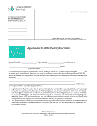 Form DS-268 Agreement to Hold the City Harmless - City of San Diego, California