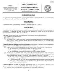 Document preview: Form CLUB2 Club Registration Renewal - Minnesota, 2022