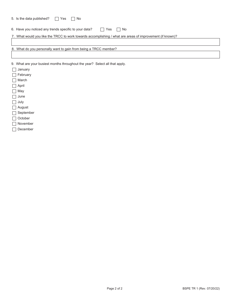 Form BSPE TR1 Trcc Membership Questionnaire - Illinois, Page 2