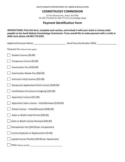 Payment Identification Form - South Dakota