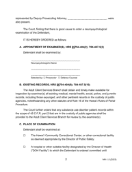 Form MH-1.5 (3C-P-509) Order Granting Motion for Neuropsychological Evaluation of Defendant and Order for Transport - Hawaii, Page 2