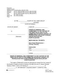 Form MH-2.7 (3C-P-518) Order of Dismissal and Commitment to the Custody of the Director of Health for Committed Defendant Subject to Prosecution for Other Charges and/or Involuntary Hospitalization - Hawaii