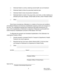 Form MH-4.2 (3C-P-528) Order of Temporary Hospitalization for Non-compliance With Conditional Release - Hawaii, Page 2