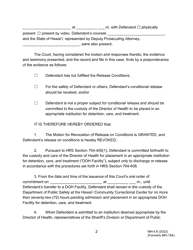 Form MH-4.6 (3C-P-532) Order Revoking Release on Conditions, Committing Defendant to the Custody of the Director of Health, and Order for Transport - Hawaii, Page 2