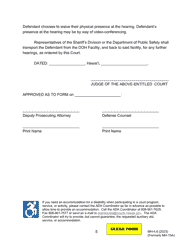 Form MH-4.6 (3C-P-532) Order Revoking Release on Conditions, Committing Defendant to the Custody of the Director of Health, and Order for Transport - Hawaii, Page 5