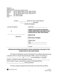 Document preview: Form MH-5.7 (3C-P-543) Order Discharging Defendant From Conditional Release After Expiration of One-Year Period - Hawaii