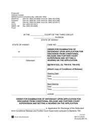 Document preview: Form MH-5.5 (3C-P-541) Order for Examination of Defendant Upon Application for Discharge From Conditional Release and Further Court Supervision and Setting a Hearing on the Application - Hawaii