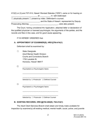 Form MH-5.5 (3C-P-541) Order for Examination of Defendant Upon Application for Discharge From Conditional Release and Further Court Supervision and Setting a Hearing on the Application - Hawaii, Page 2