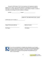 Form MH-5.5 (3C-P-541) Order for Examination of Defendant Upon Application for Discharge From Conditional Release and Further Court Supervision and Setting a Hearing on the Application - Hawaii, Page 5
