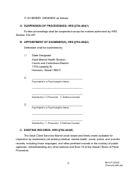 Form MH-2.5 (3C-P-516) Order for Re-examination as to Fitness to Proceed - Hawaii, Page 2