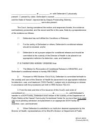 Form MH-4.8 (3C-P-534) Order Revoking Conditional Release, Committing Defendant to the Custody of the Director of Health, and Order for Transport - Hawaii, Page 2