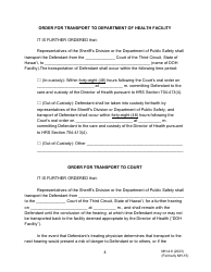 Form MH-4.8 (3C-P-534) Order Revoking Conditional Release, Committing Defendant to the Custody of the Director of Health, and Order for Transport - Hawaii, Page 4