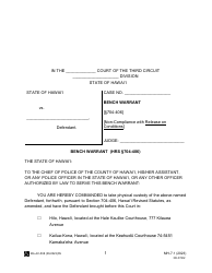 Document preview: Form MH-7.1 (3D-P-502) Bench Warrant - Hawaii