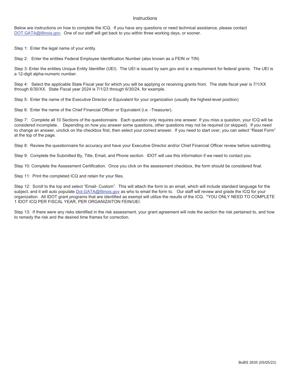 Form BoBS2835 Idot Subrecipient Risk Assessment - Illinois, Page 6