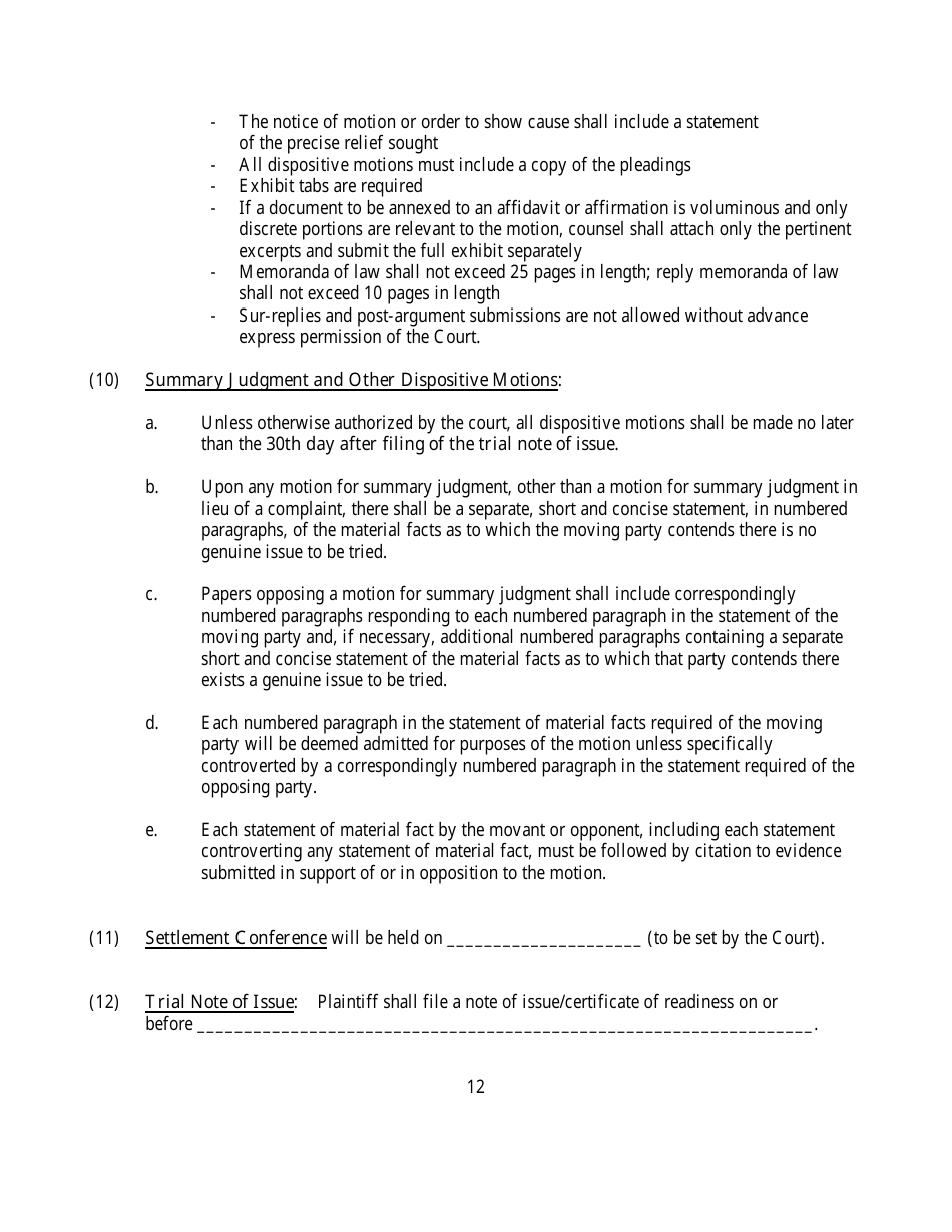 Preliminary Conference Stipulation and Order - County of Onondaga, New York, Page 12