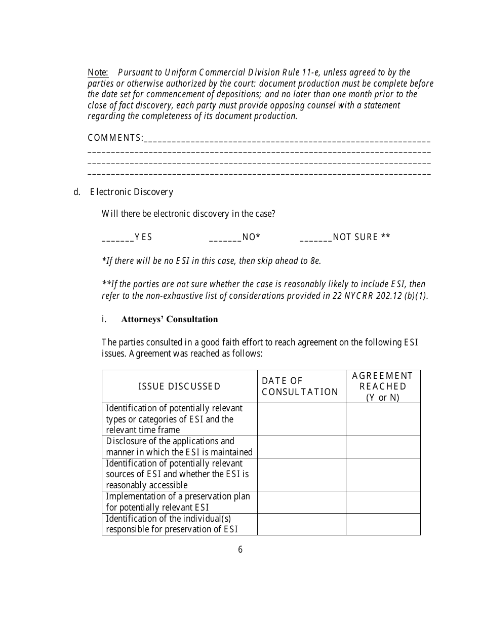 Preliminary Conference Stipulation and Order - County of Onondaga, New York, Page 6