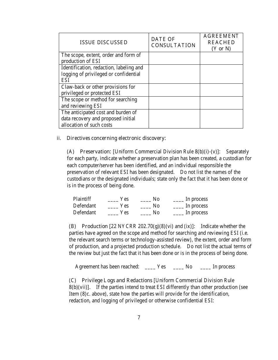 Preliminary Conference Stipulation and Order - County of Onondaga, New York, Page 7