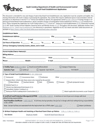 Document preview: DHEC Form 1769 Retail Food Establishment Application - South Carolina