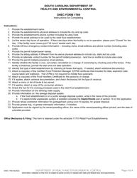 DHEC Form 1769 Retail Food Establishment Application - South Carolina, Page 4